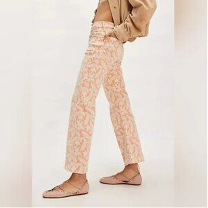 MOTHER NWT Cabana Canary Mid-rise Rambler Zip Jeans Coral Reef Pants size 31
